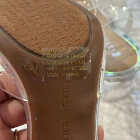 NWOT Gianni Bini Clear Block Heels with Rhinestones - Size 8.5 Bride/prom - Picture 3 of 9